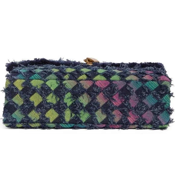 Kurt Geiger NWT Medium Kensington Flocked Denim Crossbody - Picture 7 of 8